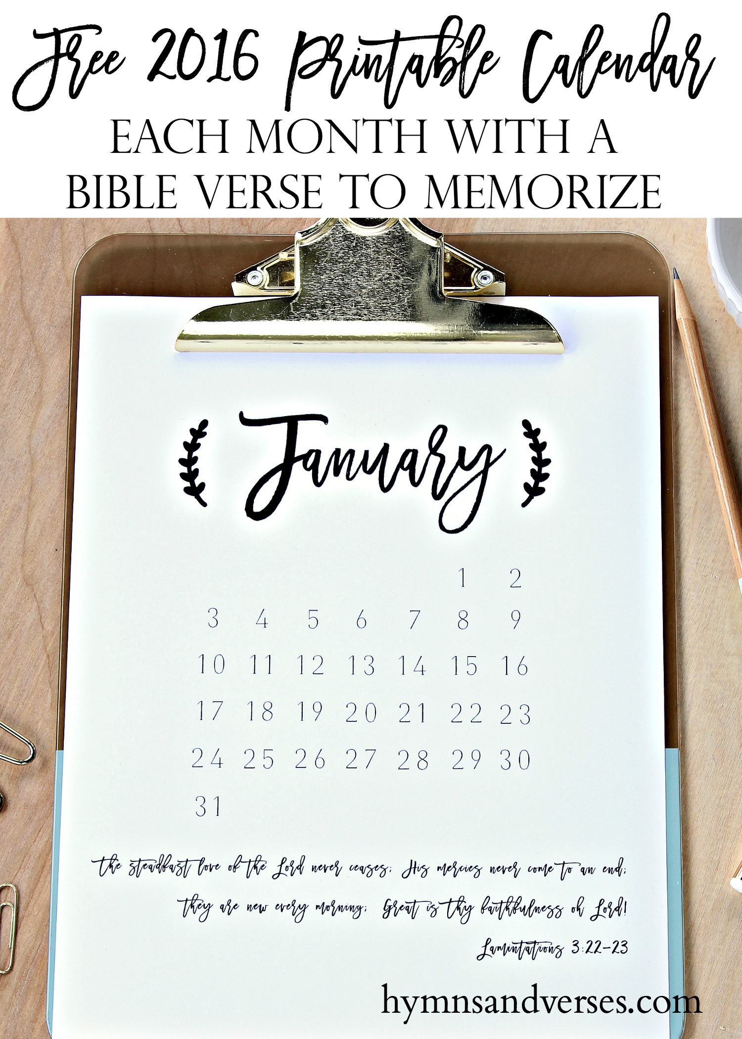 2016 Printable Planner & Calendar Hymns and Verses