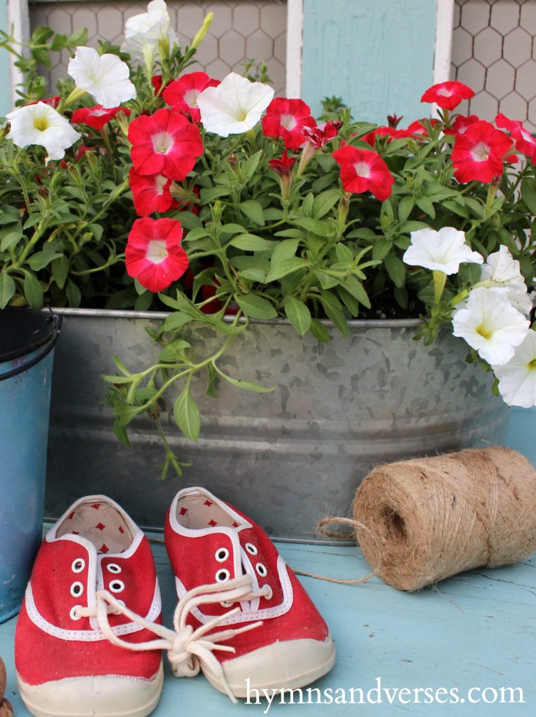 Red, White and Blue - vintage red sneakers