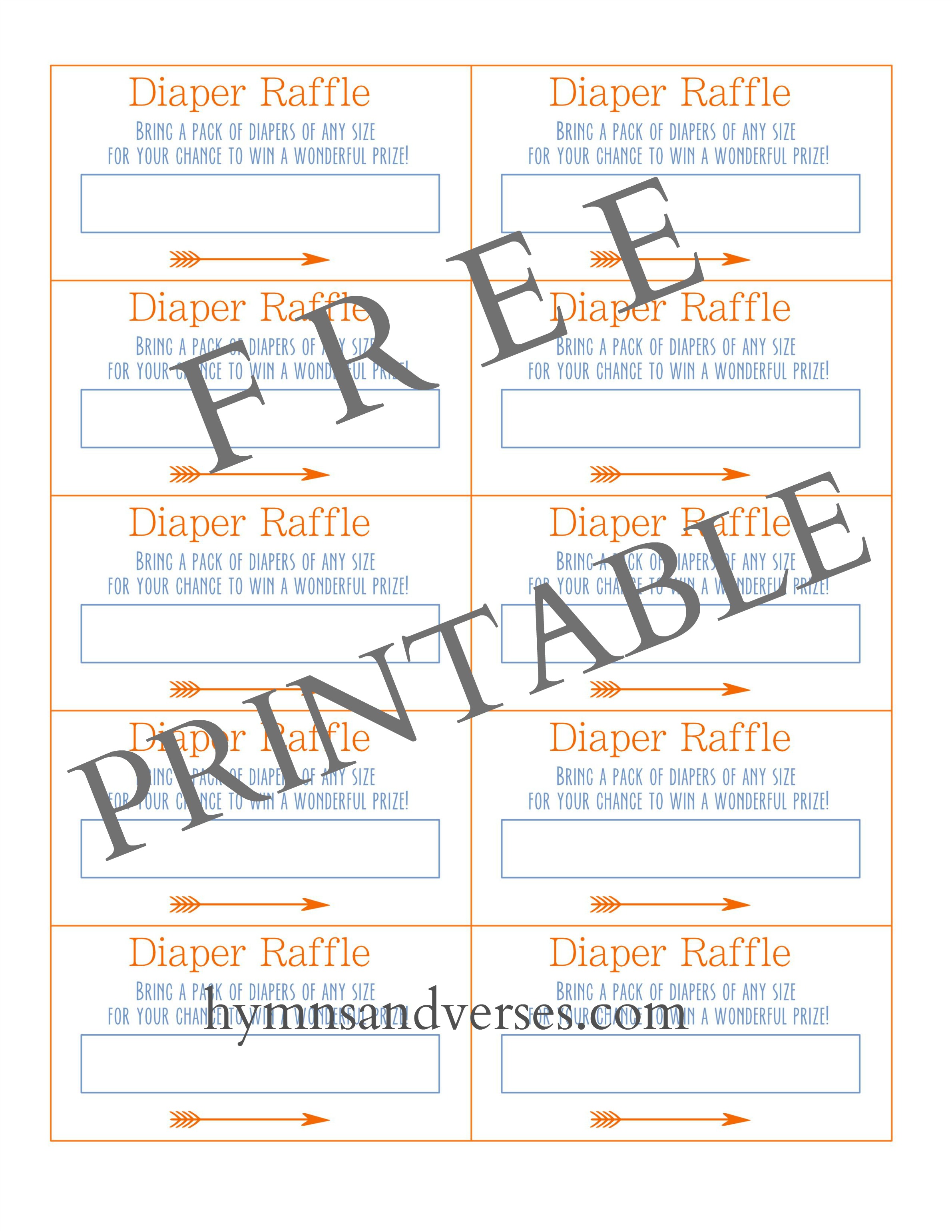 Diaper Raffle Cards Printable