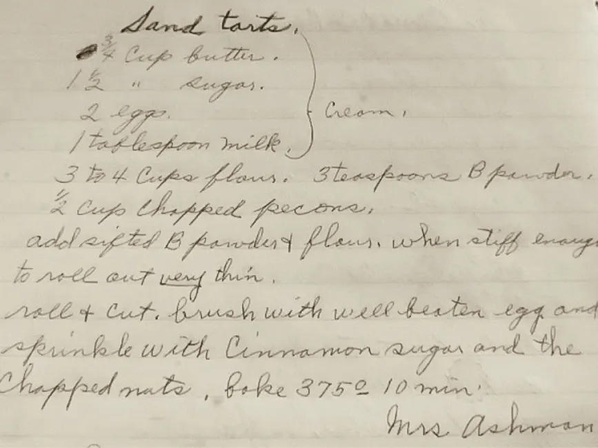 Vintage Recipe for German Sand Tarts