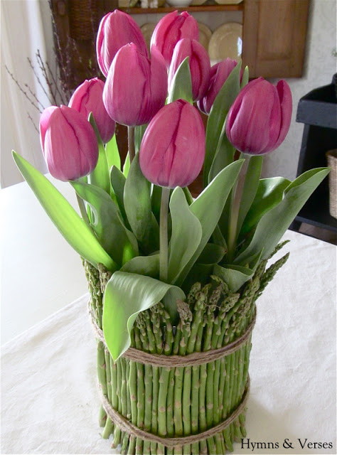 Tulip and Asparagus Centerpiece