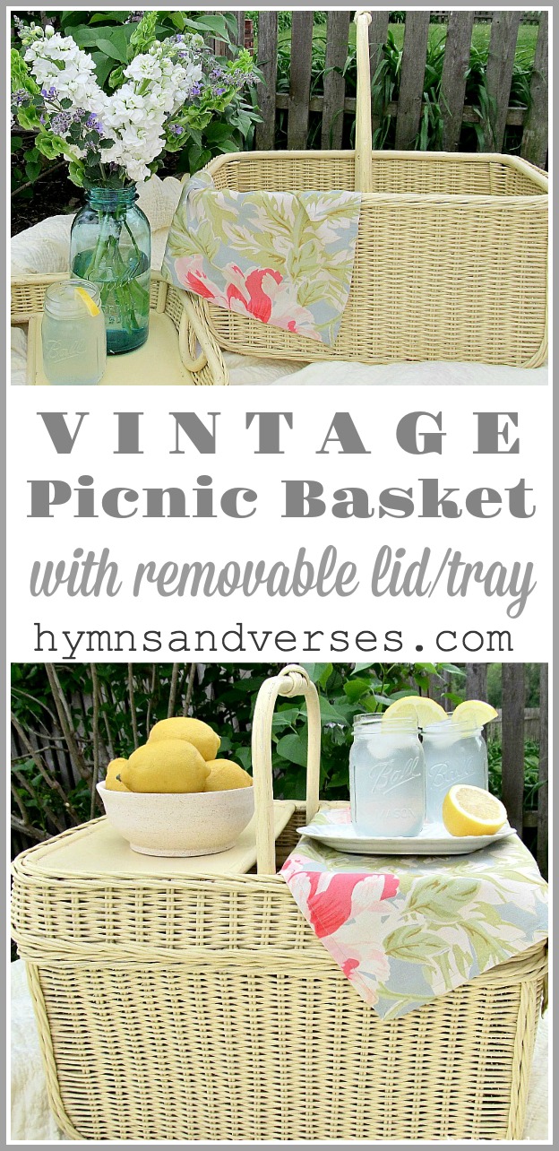 A Vintage Picnic Basket with Removable Lid/Tray