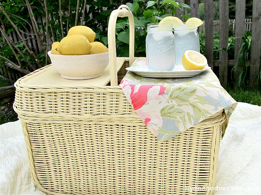 A Yellow Vintage Picnic Basket