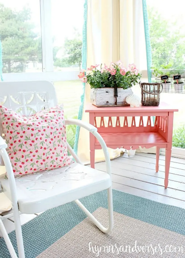 Vintage Metal Chair and Coral Table 