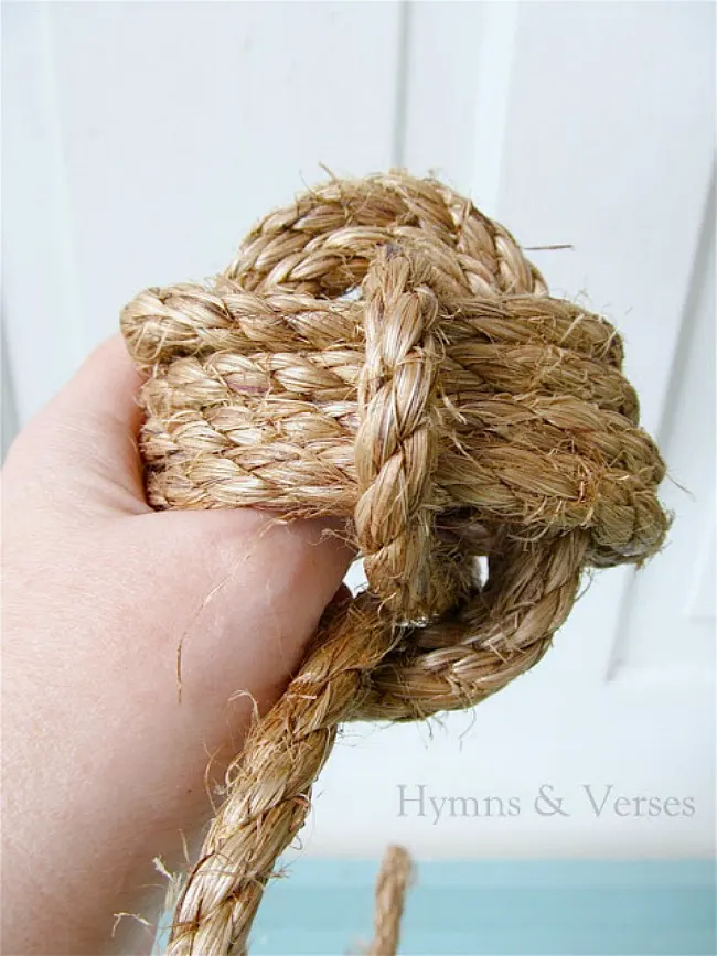 3.5 Monkey Fist Knot Ball w/ Hanger Loop - Handmade Jute Rope Sailor Knot -  Natural Tan - Nautical Decoration For Bowls - Monkeyfist