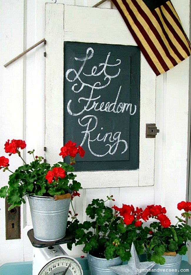 Let Freedom Ring Repurposed Cabinet Door Chalkboard