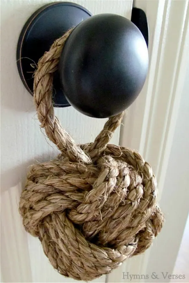 3.5 Monkey Fist Knot Ball w/ Hanger Loop - Handmade Jute Rope Sailor Knot -  Natural Tan - Nautical Decoration For Bowls - Monkeyfist