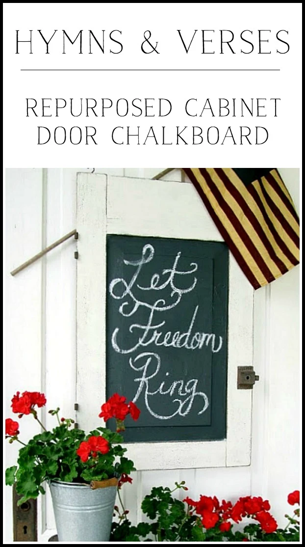 Repurposed Cabinet Door Chalkboard - Hymns and Verses