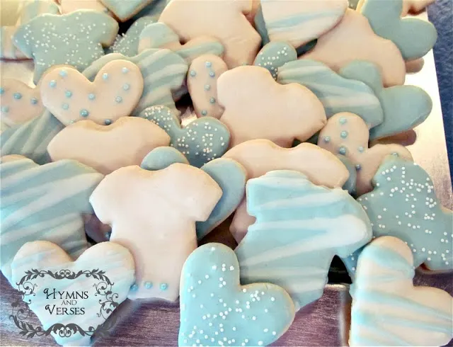 Boy Baby Shower Blue and White Onesie Cookies