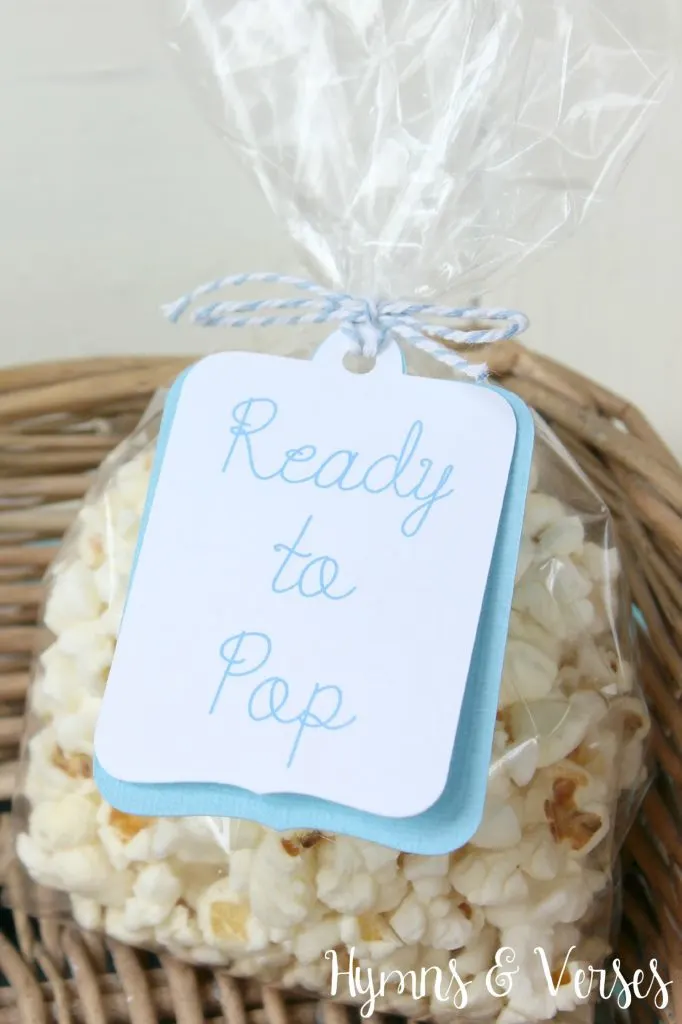 Boy Baby Shower Ready to Pop Popcorn Favor Tags