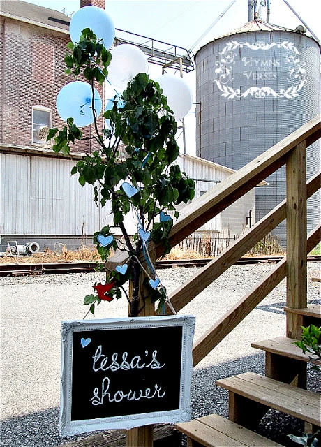 Boy Baby Shower - Entrance with Tree Branch and Chalkboard