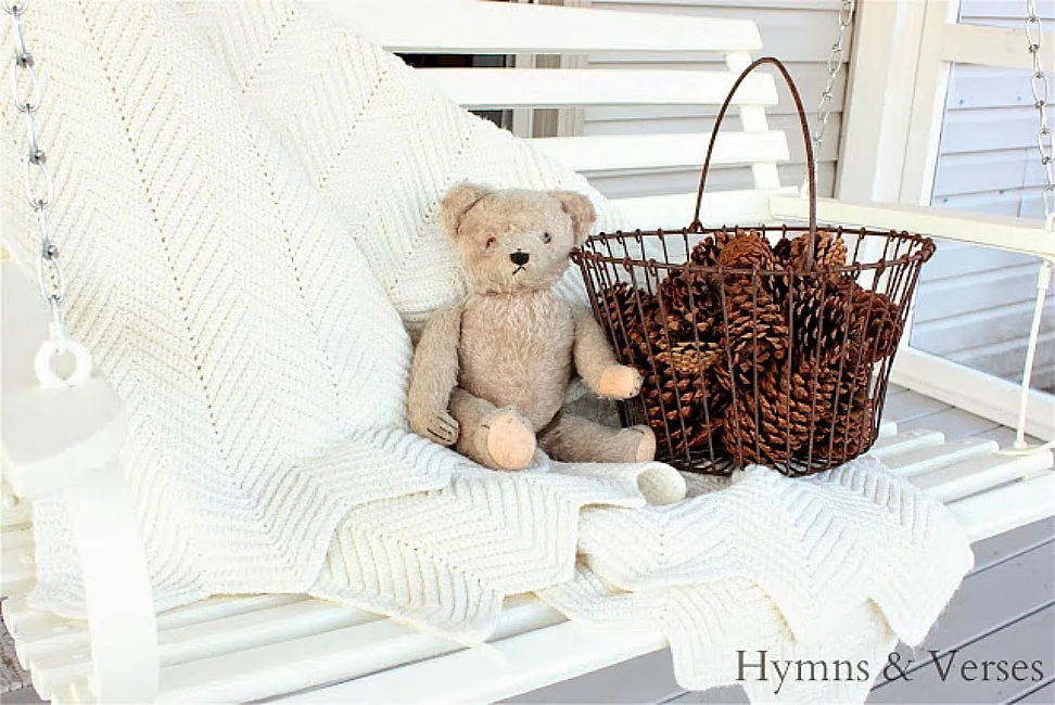 Vintage Teddy Bear on Porch Swing - Hymns and Verses Blog