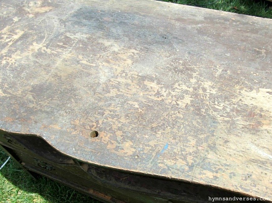 Damaged Old Dresser Top - Hymns and Verses