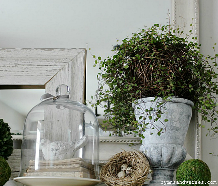 Mantel for Spring Using Natural Elements - Hymns and Verses