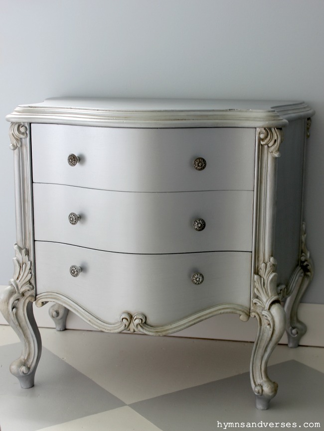 Silver Metallic French Nightstand - Hymns and Verses Blog