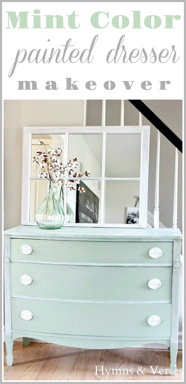 Mint Color Painted Dresser Makeover 