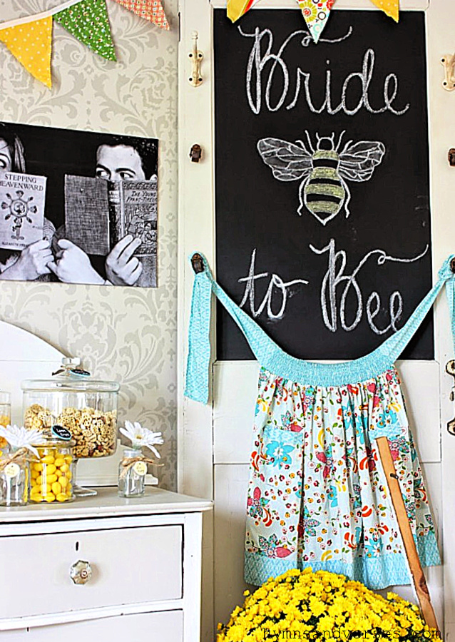 Bride to Bee Shower with Old Door Chalkboard