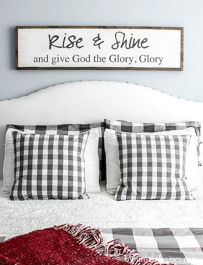 Rise and Shine and Give God the Glory Glory Sign Above Bed