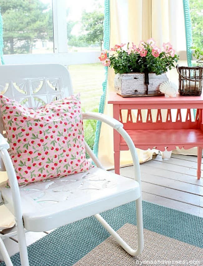 painting an old table a darling coral color