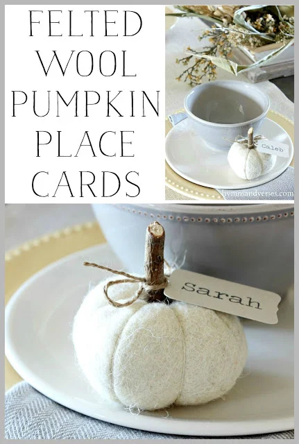 Felted Wool Pumpkin Place Cards