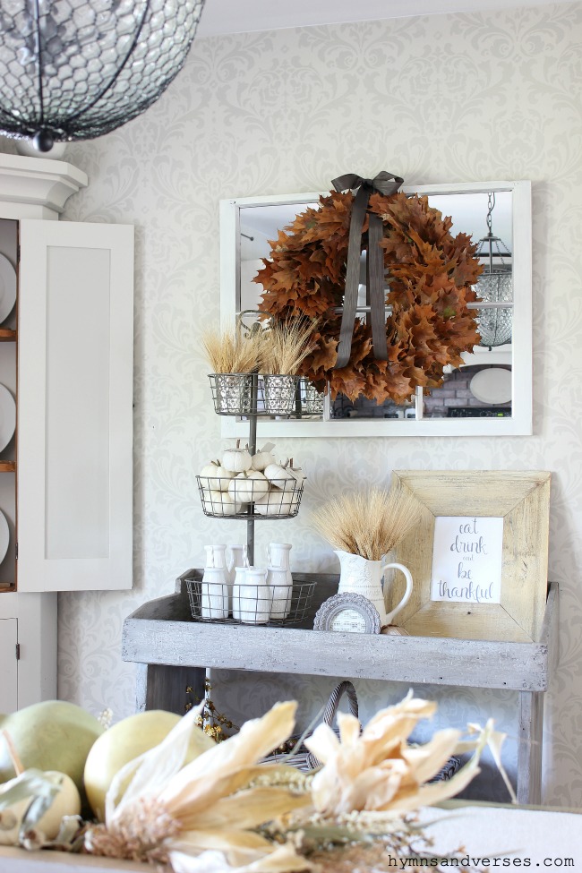 DIY Oak Leaf Wreath in Dining Room - Hymns and Verses Blog