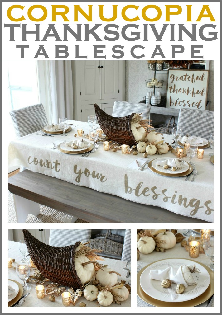 Thanksgiving cornucopia tablescape