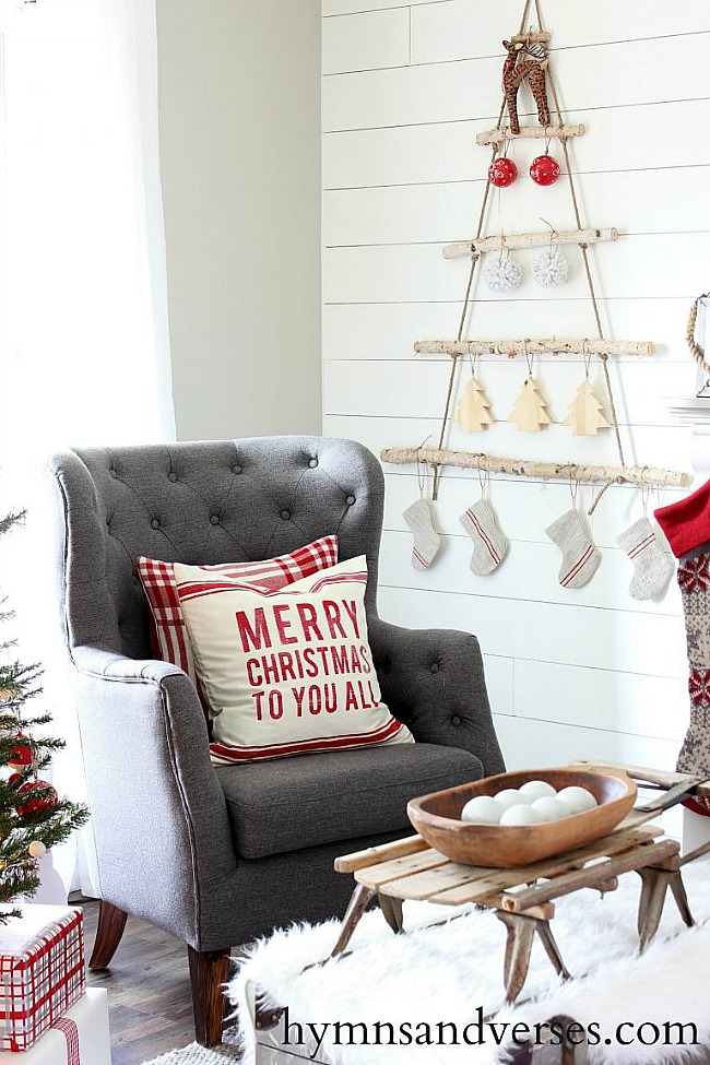 Red and White Scandinavian Style Christmas Decor