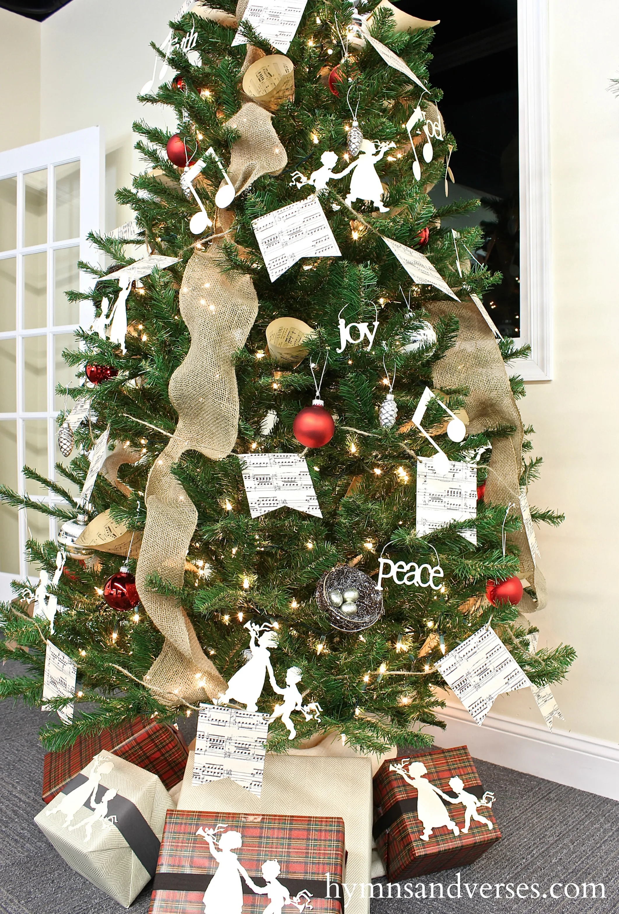 Burlap Ribbon Christmas Tree