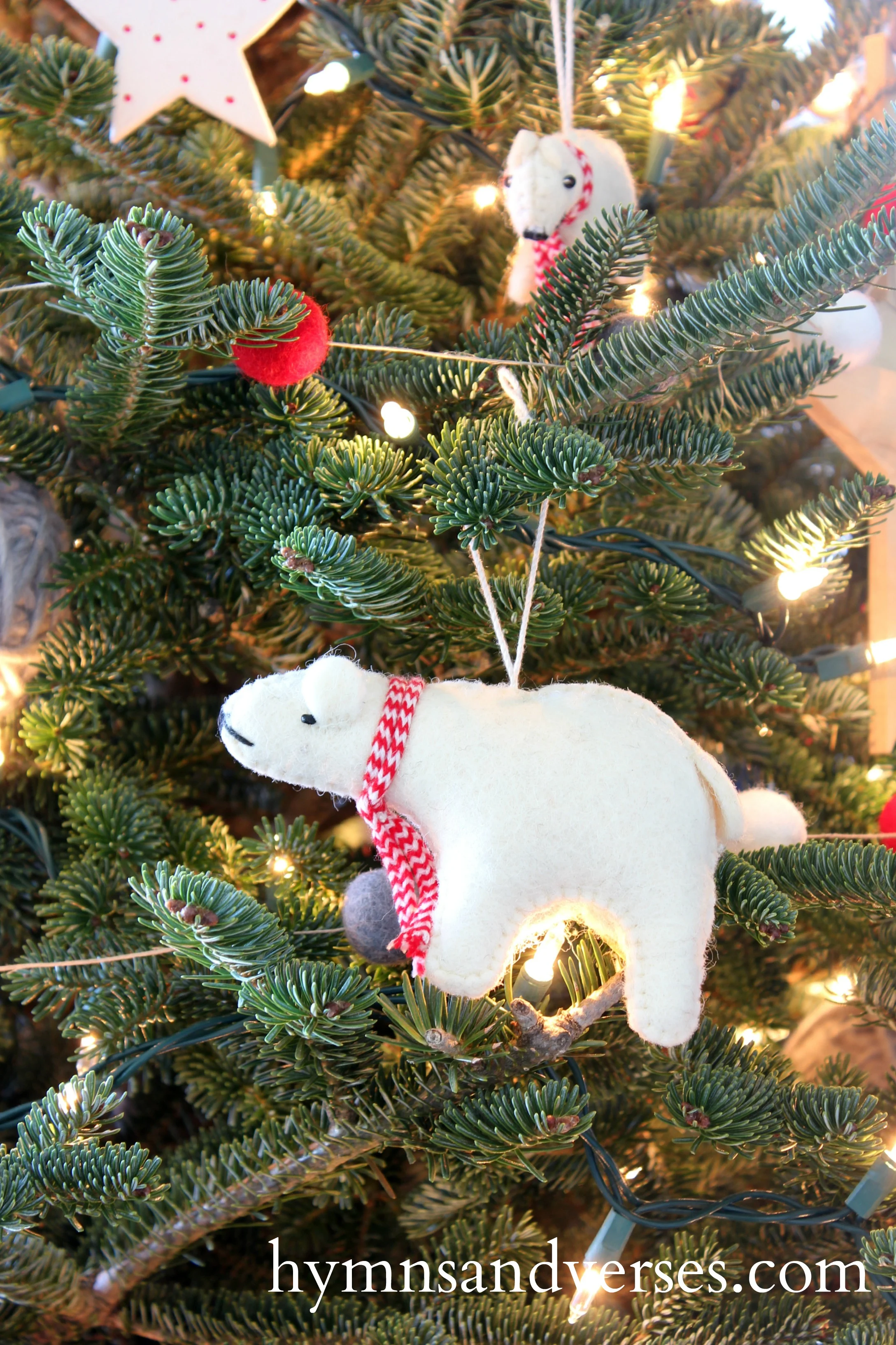 Wool Polar Bear Ornaments