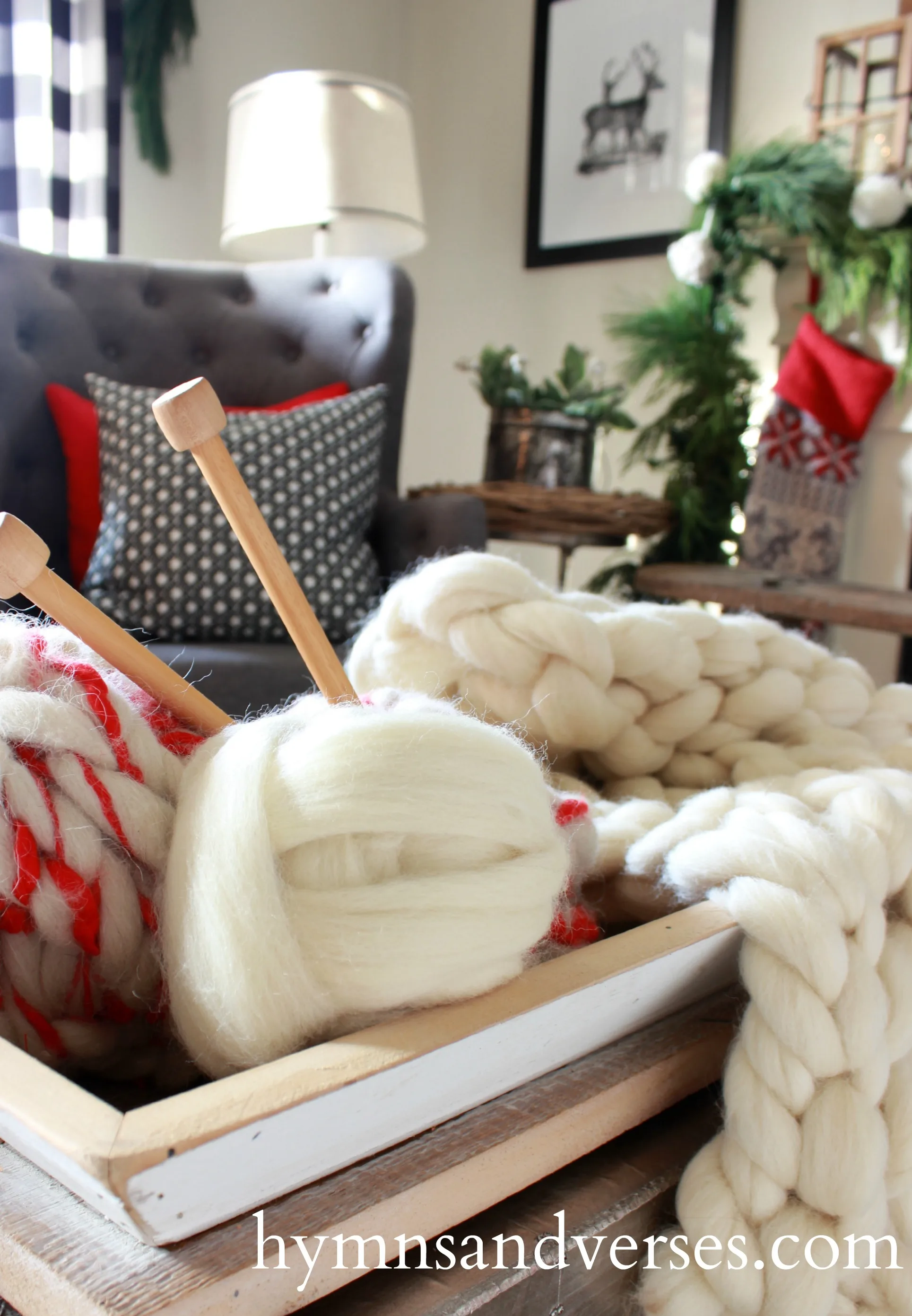 Wool Roving Knit Throw