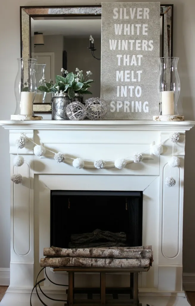 Silver White Winters Mantel - winter decor