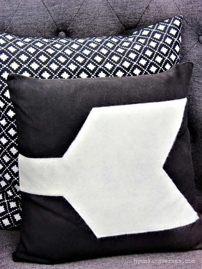 Wool applique arrow pillow