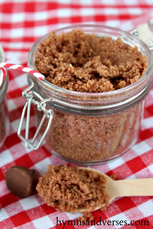 Open Jar of Chocolate Sugar Scrub