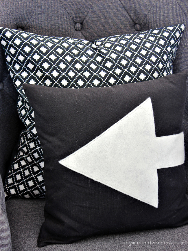 Wool applique arrow pillow