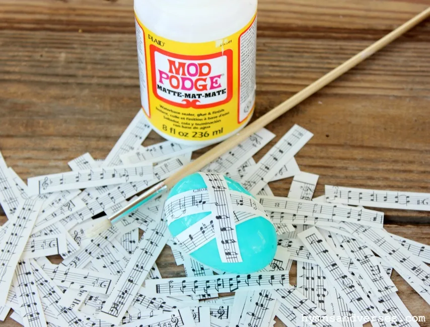 Mod Podge for Music Sheet Eggs