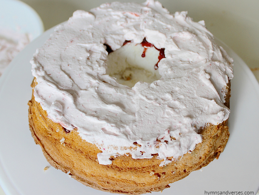 Easy No Bake Dessert - Raspberry Angel Food Cake with Raspberry Whipped Cream