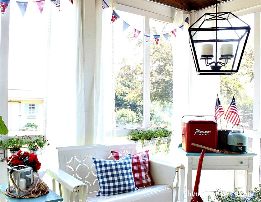 Screen Porch with Fabric Banner