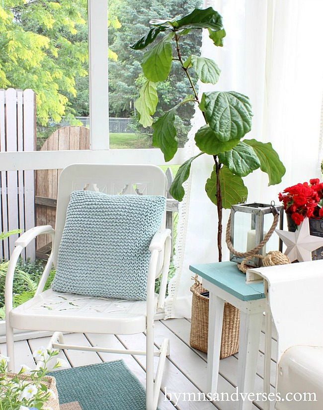 Vintage Metal Rocking Chair on Summer Screen Porch