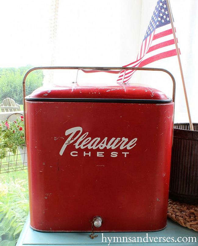 Vintage Red Ice Chest 