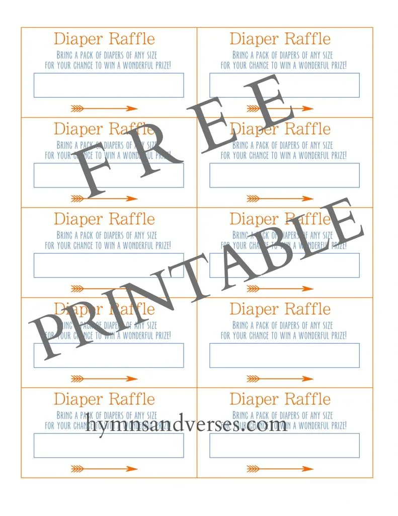 Baby Shower Diaper Raffle Printable