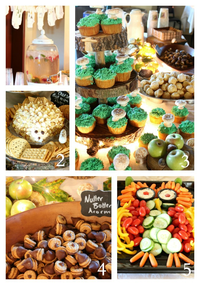 Woodland baby shower store food