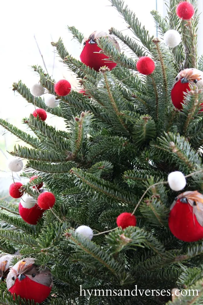 Red Birds in Tree - Cozy Christmas Porch