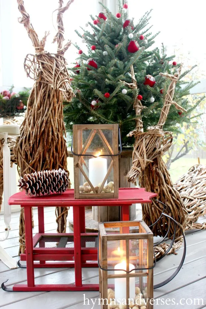 Grapevine Reindeer - Cozy Christmas Porch
