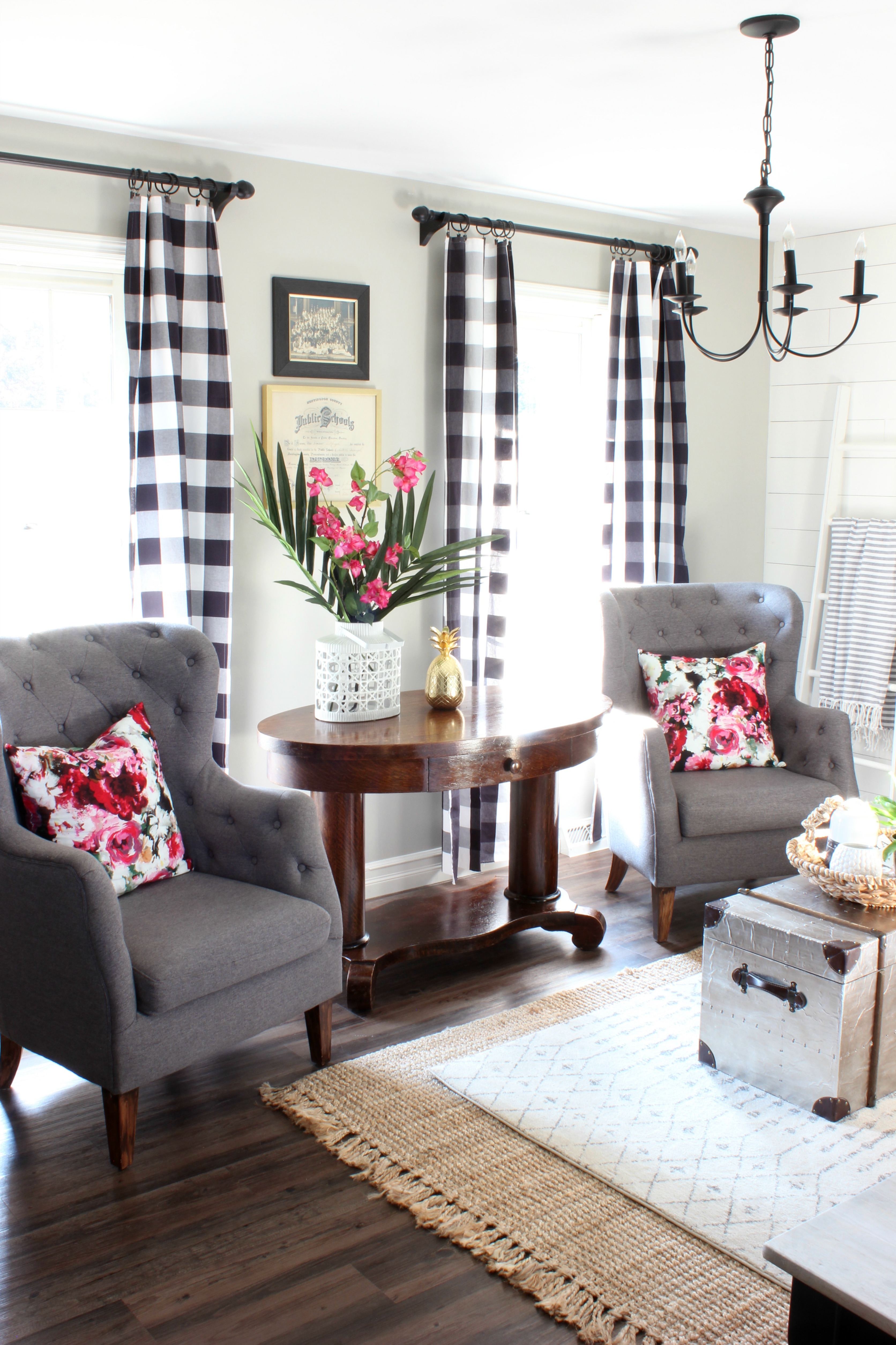 Buffalo Check Curtains in Living Room