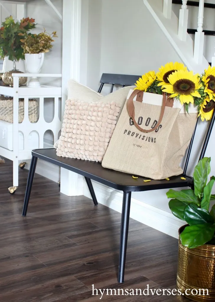 2017 Fall Home Tour - Windsor Bench with Sunflowers