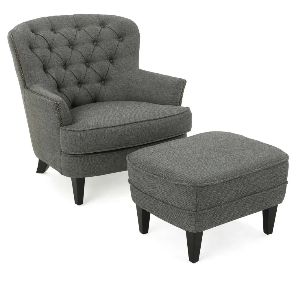 Gray Tufted Chairs - Target Tafton Club Chair and Ottoman