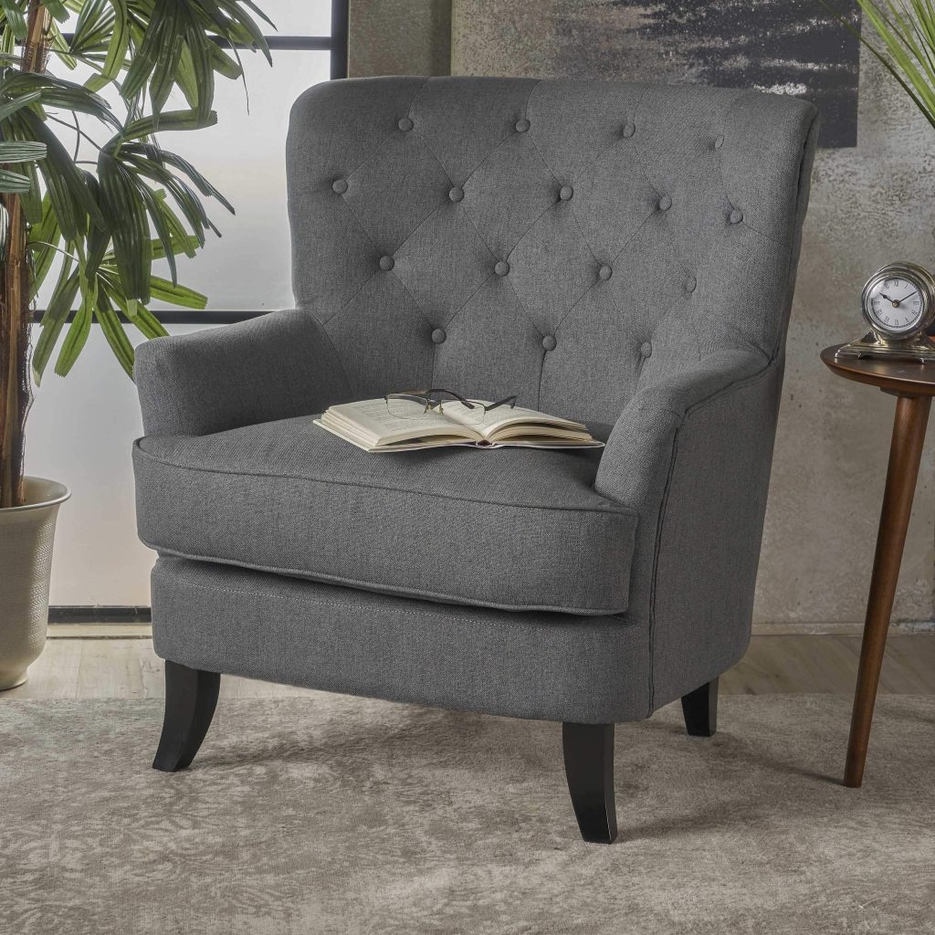 Gray Tufted Chairs - Overstock Anikki Tufted Fabric Club Chair