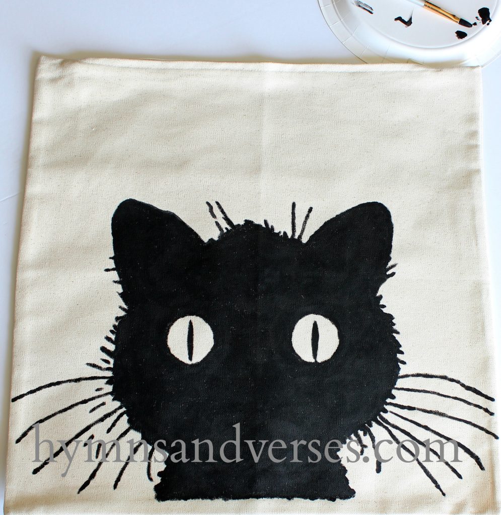 DIY Black Cat Pillow - Fill in with Black Paint
