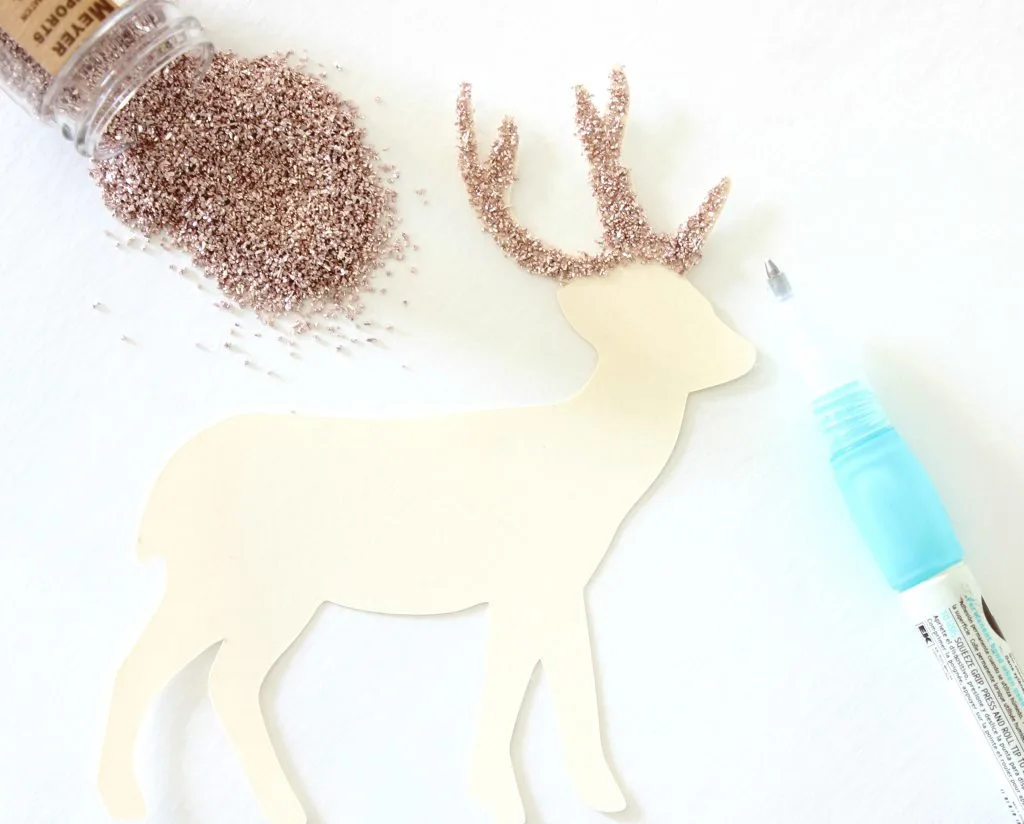 Deer Cutout Ornament - Glass Glitter Antlers