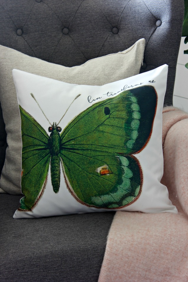 Green Butterfly Pillow Cover